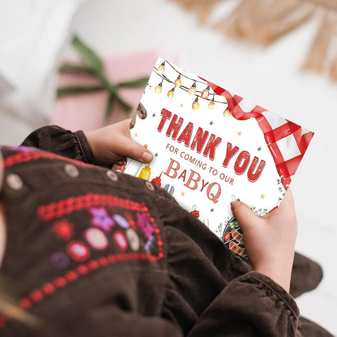 50 Pack Whaline Baby Q Baby Shower Thank You Card Red BBQ Greeting Cards with Envelopes Stickers Blank Note Cards