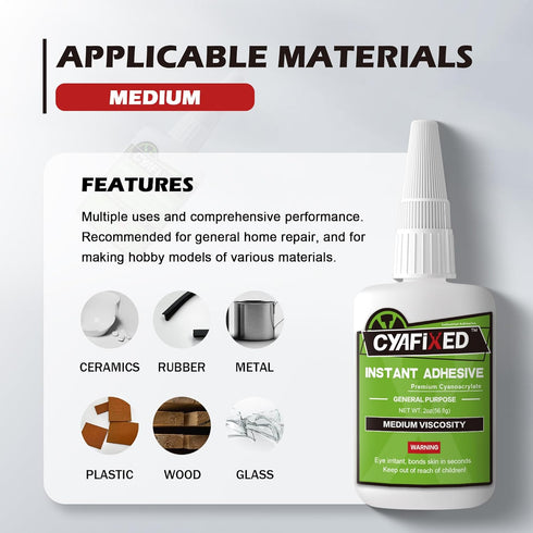 Strong Cyanoacrylate (CA) Super Glue, All-Purpose Medium Viscosity Instant Adhesive, 4 oz. for Home Repair