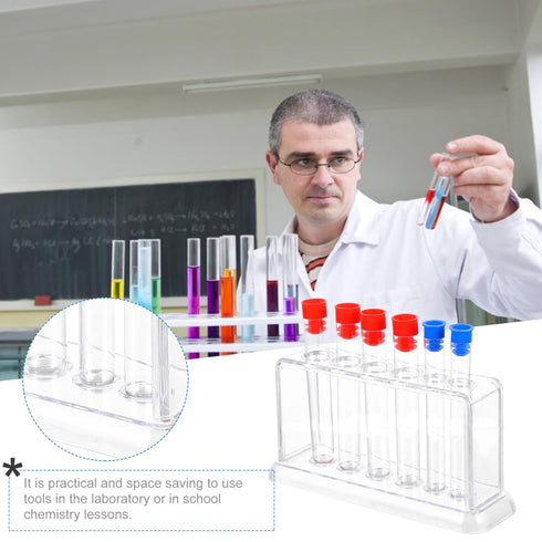 2 Sets Test Tube Rack Toy Containers with Lids for Beads, Plastic Tube Holder for Lab Toy Storage