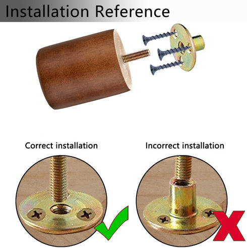 3 Set 4, M8 Maricome in Wooden Legs of Solid Round Wood Replacement Feet Predrilled BoltSuitable for Sofa Couch Dresser