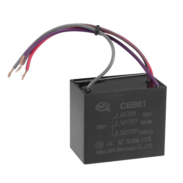 uxcell Ceiling Fan Capacitor CBB61, 5/6.5/6.5uF 350V AC, 4 Wires for Electric Fan Pump Motor