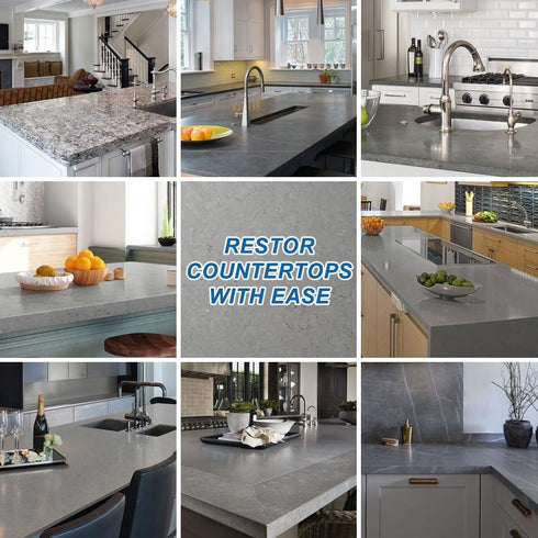 Quartz Countertop Chip Repair Kit (Light Gray) for Fixing Nicks, Chips, Scratches on Marble, Granite, Quartz, and More.