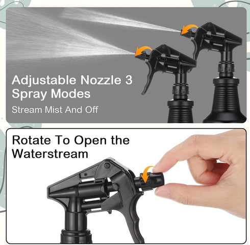 3 Pack 34 oz Honeydak Plastic Spray Bottles Black Heavy Duty Opaque Spray Bottles UV Light Blocking Refillable Reusable