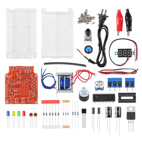 LM317 Power Supply Adjustable Voltage Regulator Kit AC-DC 110V to 1.25V-12V Output 5V 12V Voltmeter Electronic DIY Kits with Manual