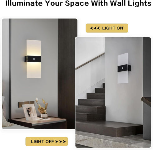 Clnutrieve Set 2,Magnetic Dimmable Rechargeable Battery Operated Wall Sconces of Wireless Led Wall Lamp, Motion Sensor