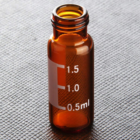 Autosampler Vials, 2mL Amber Sample Vials with Write-on Spot and Graduations, Screw Top 9-425 Thread Finish (Pack of