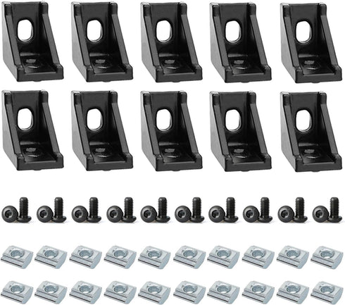 10 Sets 2020 Aluminum Extrusion T Slot Corner Bracket, 90 Degree Right Angle Connector with M5 Bolts