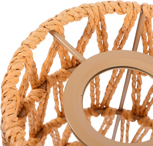 E27 4cm ABOOFAN Cylinder Lamp Shade Paper Rope Material, Fitter Khaki Faux Rattan Lampshade for Pendant Light, Wall