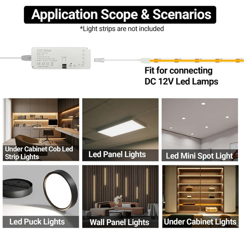 6 12V 5A 60W 6pcs 2m Dimmer HAMRVL LED Lighting Accessory - Output Ports Power Supply with Welding Extension Cord