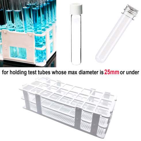 Plastic Test Tube Rack - 2 Pack 24 Holes Holder for 25mm and Below Test Tubes, Detachable, White