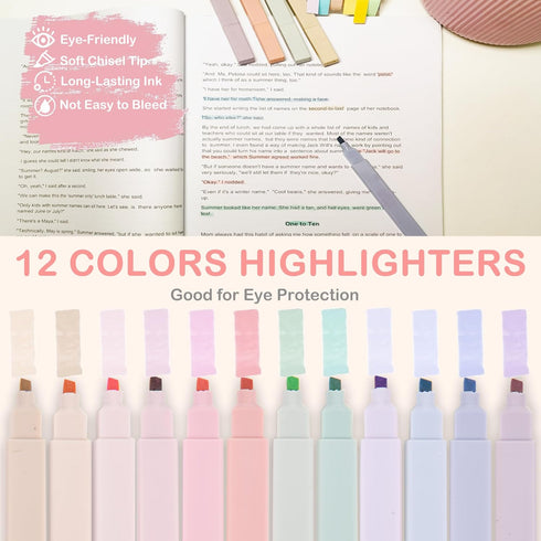Back to School Aesthetic Supplies - 57Pcs Cute School Essentials - Big Capacity Pen Case & Pastel Highlighters