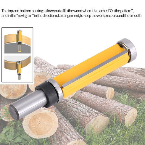 Shank Straight Router Bit 1/2" Woodworking Bearing Flush Trim Tool, 2-1/2"L x 3/4'' Dia