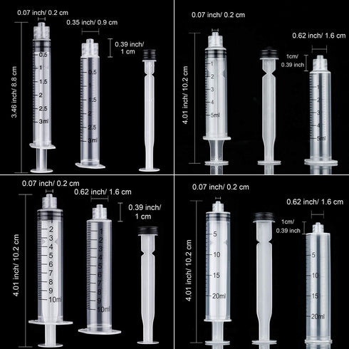 TecUnite 20 Pack Syringe Without Needle, Plastic Curved Syringes for Epoxy Resin, Craft, Feeding Pets Animals, Oil or Glue Applicator