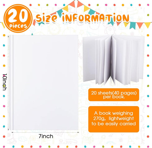 Henoyso 20 Pcs Easter Blank Hardcover Books for Kids, 20 Sheets White Sketchbooks for Story Writing