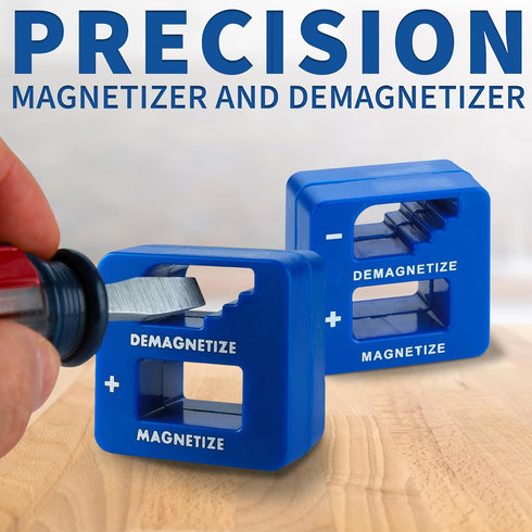 Demagnetizer and Magnetizer - Blue - for Screwdrivers Tips, Bits, and Small Tools, Large or Big Screws, Drills, Drill Bits, Sockets, Nuts, Bolts, Nails and Precision Construction Tools by MeasuPro