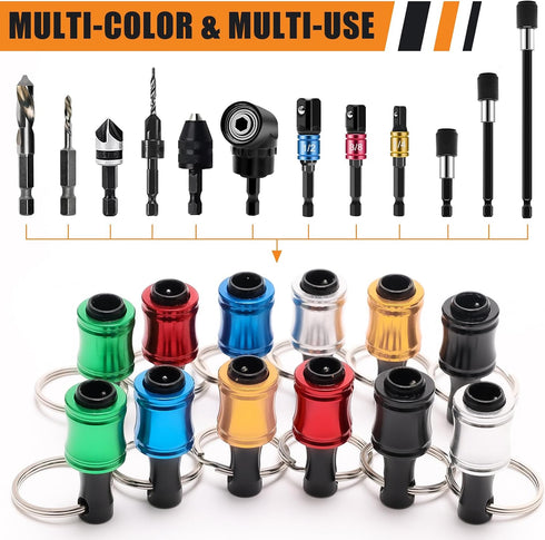 21Pcs 1/4 105 1/4 Bit Holder Cool Gadgets, Windspeed Quick Release Bit Holder Keychain for Impact Driver with Degree