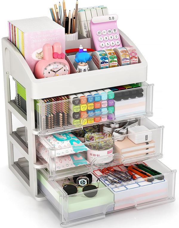 Desk Organizer with Drawers, 3 Drawers Storage Organizer for Office Supplies, Makeup, Desktop Storage Box