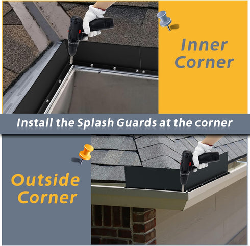 4 Pack Aluminum Gutter Valley Splash Guards, Rainwater Roofing Gutter Guard for Flat Roofs