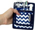 6 Piece Protective Lab Coat Pocket Organizer Kit has Fashionable Blue Chevron Pattern. 6 Pockets Packed With Needed Accessories