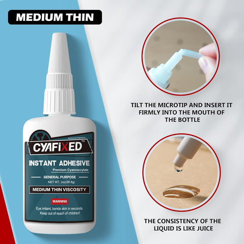 Strong Cyanoacrylate (CA) Super Glue - Fast Curing Medium-Thin Viscosity Instant Adhesive, 4 oz. for Permanent Repair