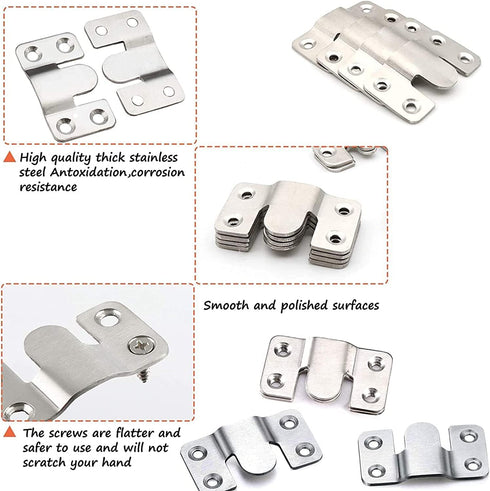 Flush Mount Bracket, 56 x 30mm Interlocking Hanging Brackets for Picture Hanging and Sectional Couch Connectors (4