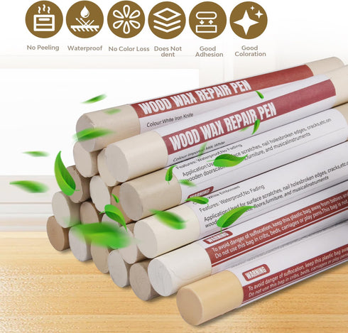 Sticks20 Wood Filler Colors Wood Repair Wax Crayons Furniture Markers Touch up for Repairing Scratches, Scuffs, Cracks