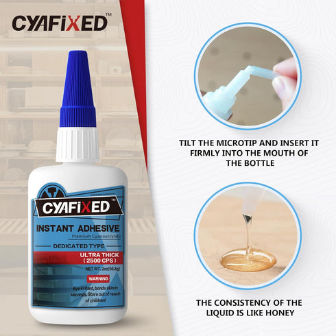 Professional Grade Cyanoacrylate Super Glue: Ultra Thick Viscosity CA Glue for Woodworking, 4 oz. Value Pack