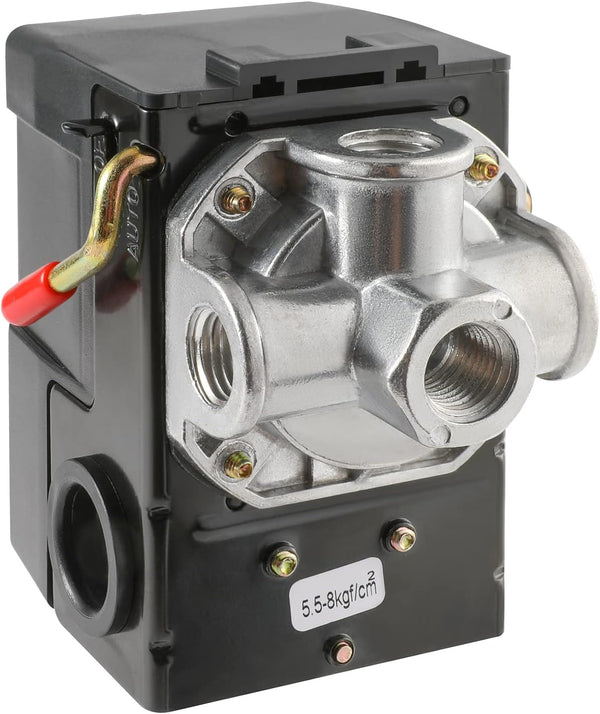 Air Compressor Pressure Switch Replacement LF10-4H, 95-125 PSI Range, 20A Rating, 4-Port