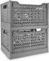 Domiella 2-Pack Stackable Storage Crates - Foldable Plastic Crate for Office Home Kitchen Bedroom Bathroom (Tall, Gray)