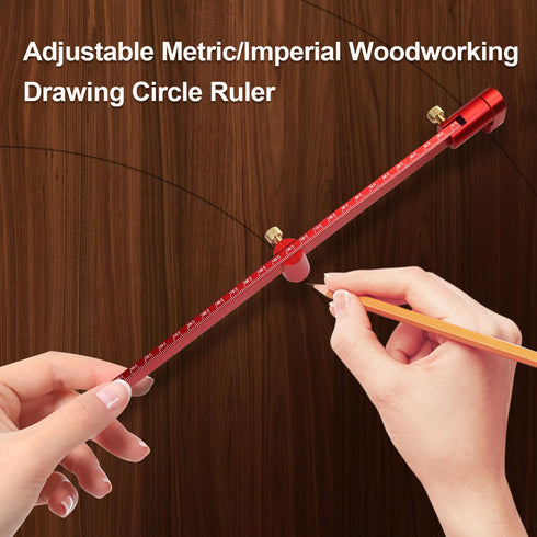 300mm Large Woodworking Compass Tool, Circle Ruler Marking Gauge, Woodworking Compass Scriber (Red)