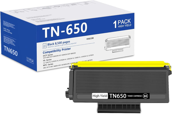 TN650 High Yield Toner Cartridge Replacement for Brother TN-620 TN-650 (1-Pack, Black) Work with HL-5370DW HL-5250DN