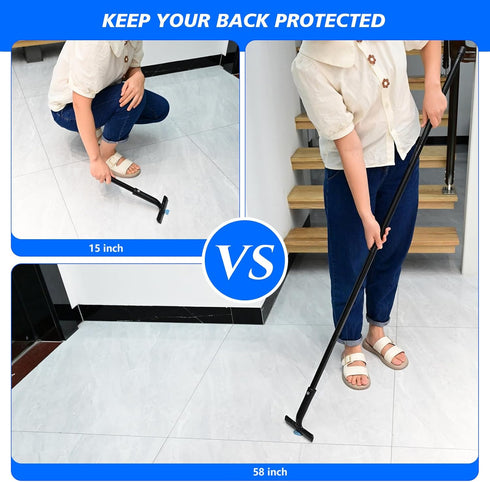 15''-58'' 6" 20 EHDIS Adjustable Razor Blade Scraper, Long Handle Blade Scraper Tool with Double-Edge Blades
