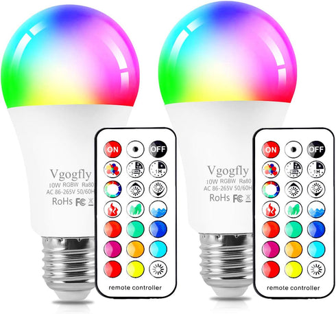 Vgogfly RGB Led Light Bulbs 10W Color Changing Light Bulb with Remote