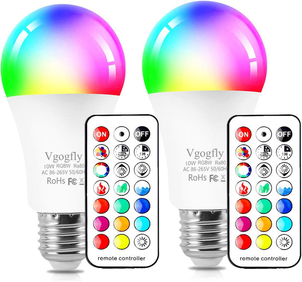 Vgogfly RGB Led Light Bulbs 10W Color Changing Light Bulb with Remote