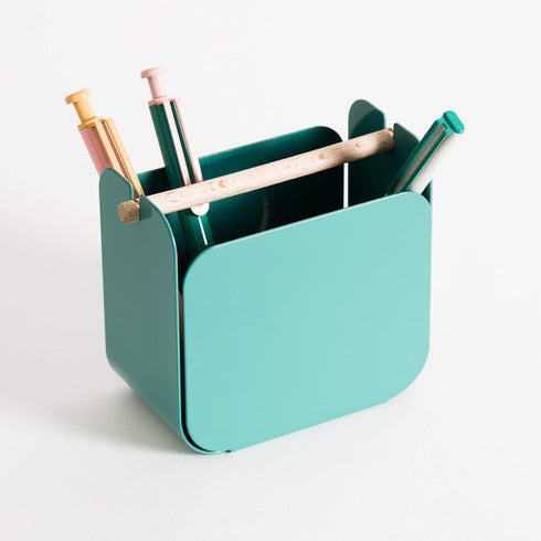 U Brands Metal Desk Organization Kit - Arc Collection with Cup, Tape Dispenser, Letter Sorter (Green)
