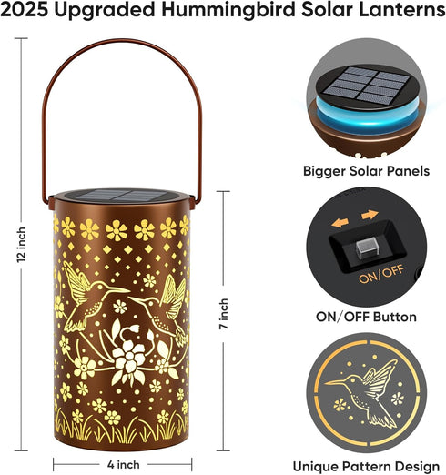 Hummingbird 1 Pack Solar Lanterns Outdoor Waterproof: Mothers Day Gifts for Women Mom Grandma - Decorative Hanging