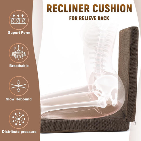 Geiserailie 20 Inch Set Egg Foam Pad Recliner Seat Cushion Recliner Cushions with Cover for Elderly with Back Support