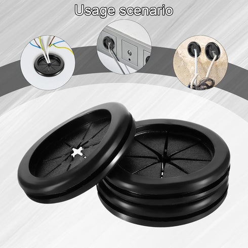 SynHHergyx 4Pcs Grommets 2 Inch Grommet 1-11/16" Grommets Rubber for Wiring, Black Wire ID Rubber Hole Firewall