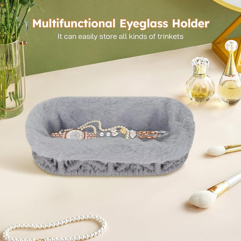 Plush Lined Eyeglass Stand - Anti-Scratch Holder for Desk & Nightstand Storage