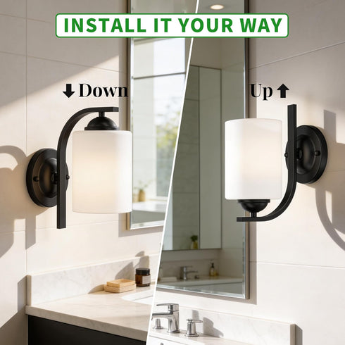 Wall Sconces Lights Lamp for Bedroom Bathroom, Modern Vanity Light Fixtures, Matte Black Farmhouse Wall Mount Lighting