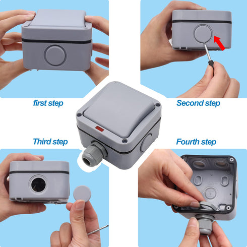 Taiss Outdoor Switch, IP66 Waterproof Switch with Red LED Indicator, 1-Gang 2-Way Light Switch