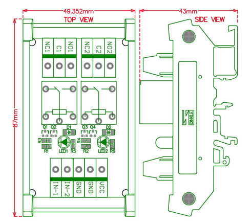 Electronics-Salon 2 SPDT 10Amp Power Relay Module, DC 12V Version