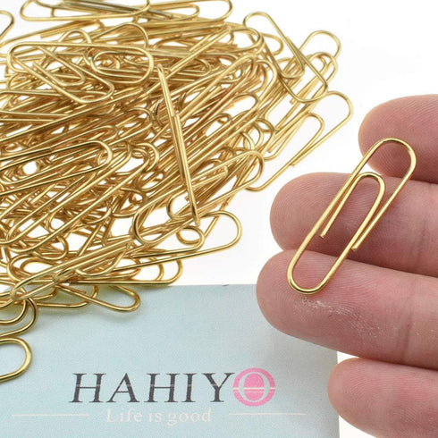 HAHIYO Paper Clips 1.3" (33mm) Length Gold Paperclips Vinyl Coated, Sturdy for Bookmark Organize Home Office School 120