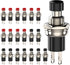 Momentary Push Button Switch, 1A 250VAC SPST Mini Pushbutton Switches, Normal Closed (NC), Black & Red Cap, 20pcs