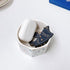 Ceramic Paper Clip Holder, Gold Line Dispenser Organizer for Desk, Cute Terrazzo Marble Pattern, Blue