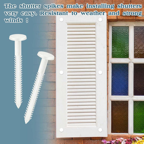 QincLing 30Pcs 3 Inch Vinyl Shutter Fasteners, White Window Shutter Panel Pegs Shutter Screws Lok Pins Plastic Shutter