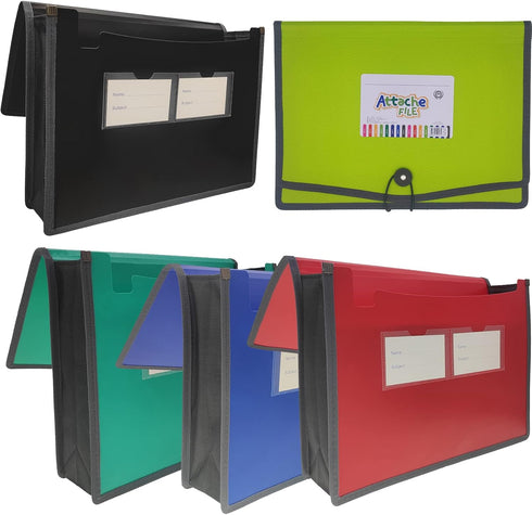 Premium Quality Plastic Expanding File Folder Document Organizer, 3.5" Expansion, A4 Letter Size, 5 Pack