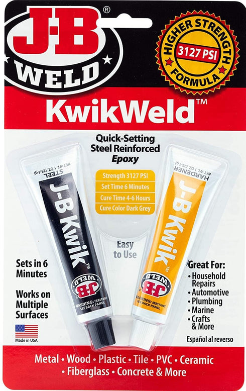 J-B Weld 8276 KwikWeld Quick Setting Steel Reinforced Epoxy - Dark Grey, 2 oz