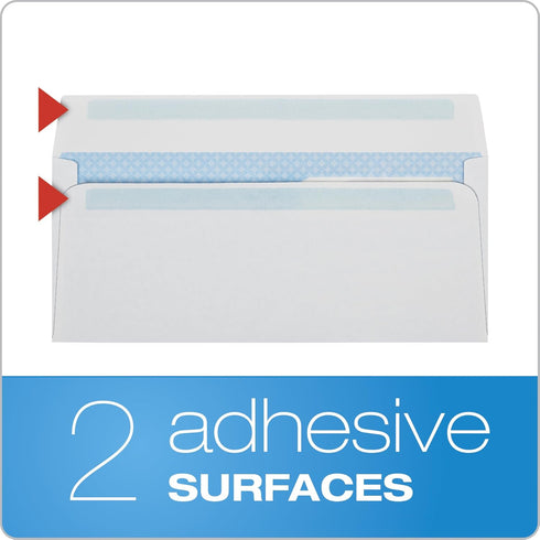 Quality Park #10 Double-Window Self-Seal Security Envelopes, 4-1/8" x 9-1/2", White, 500 Per Box
