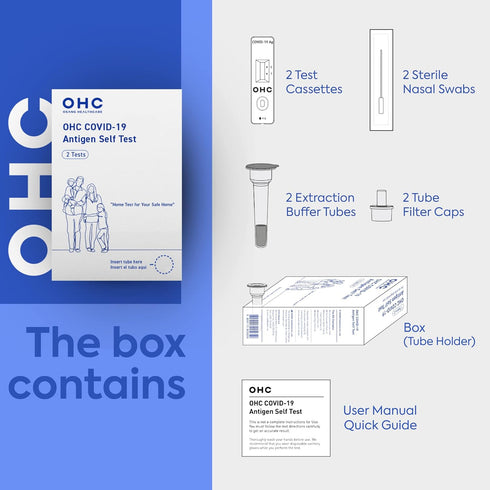 OHC Covid Tests For Home Rapid, 2 Tests Per Box, Results in 15 Minutes